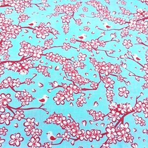 JoAnn Fabrics Cotton 33x45" Turquoise Cherry Blossom‎ Bird Cotton Quilting